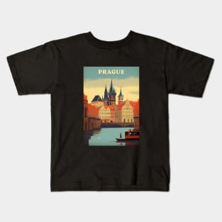 Prague Retro Travel Style Kids T-Shirt